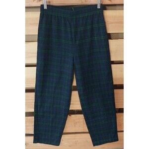 Vtg Cape Cod Plaid Pajama Pants Womens Junior Size 16 Blue Green Sleepwear USA